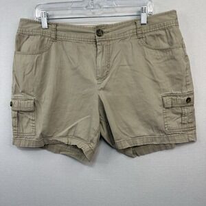 Dockers Women's Flat Front Cargo Shorts Sz 16 Khaki Hike Bike‎ Camp